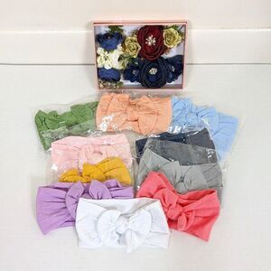 Infant Baby Girl Headbands Lot of 13 Bright Colors Floral Nylon Stretchy